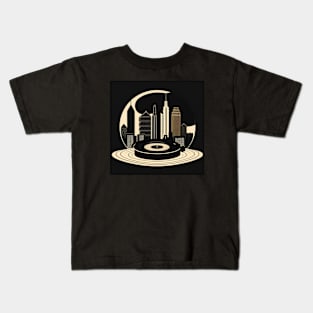 City Skyline Vinyl Record Graphic Kids T-Shirt